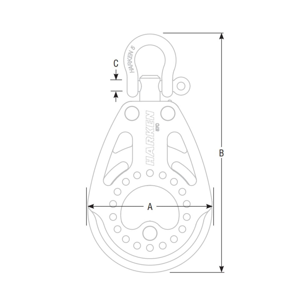 Harken Block - 57mm Ratchet Block - Swivel (Black) 2